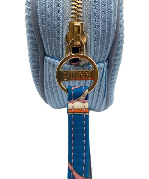 Emilio Pucci（エミリオ プッチ）Emilio Pucci (エミリオ プッチ) ロゴ刺繍ポーチ ブルーの古着・服飾アイテム