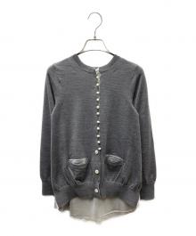 sacai（サカイ）の古着「バック切替クルーネックカーディガン」｜グレー