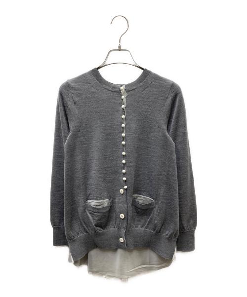 sacai（サカイ）sacai (サカイ) バック切替クルーネックカーディガン グレー サイズ:1の古着・服飾アイテム
