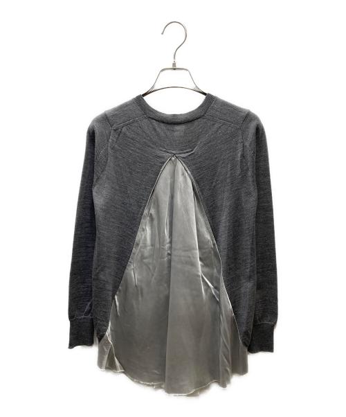 sacai（サカイ）sacai (サカイ) バック切替クルーネックカーディガン グレー サイズ:1の古着・服飾アイテム