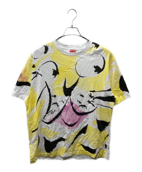 KENZO（ケンゾー）KENZO (ケンゾー) SEASONAL GRAPHIC OVERSIZE TS プリントTシャツ ホワイト×イエロー サイズ:Lの古着・服飾アイテム