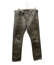 RALPH LAUREN BlackLabel（ラルフローレンブラックレーベル）の古着「オイルコーティング ストレート デニムパンツ」｜グレー