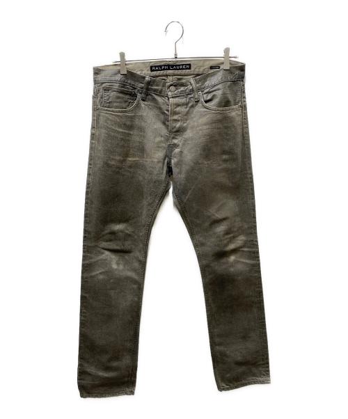 RALPH LAUREN BlackLabel（ラルフローレンブラックレーベル）RALPH LAUREN BlackLabel (ラルフローレンブラックレーベル) オイルコーティング ストレート デニムパンツ グレー サイズ:W32の古着・服飾アイテム