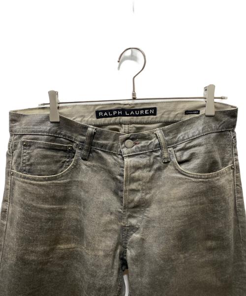 RALPH LAUREN BlackLabel（ラルフローレンブラックレーベル）RALPH LAUREN BlackLabel (ラルフローレンブラックレーベル) オイルコーティング ストレート デニムパンツ グレー サイズ:W32の古着・服飾アイテム