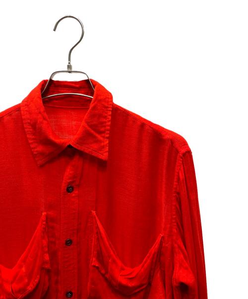 YOHJI YAMAMOTO（ヨウジヤマモト）YOHJI YAMAMOTO (ヨウジヤマモト) レーヨン二重ガーゼシャツ レッド サイズ:SIZE 1の古着・服飾アイテム