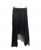 LIMI feuリミフゥ）の古着「メッシュレイヤードスカート」｜ブラック