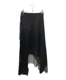 LIMI feu（リミフゥ）の古着「メッシュレイヤードスカート」｜ブラック