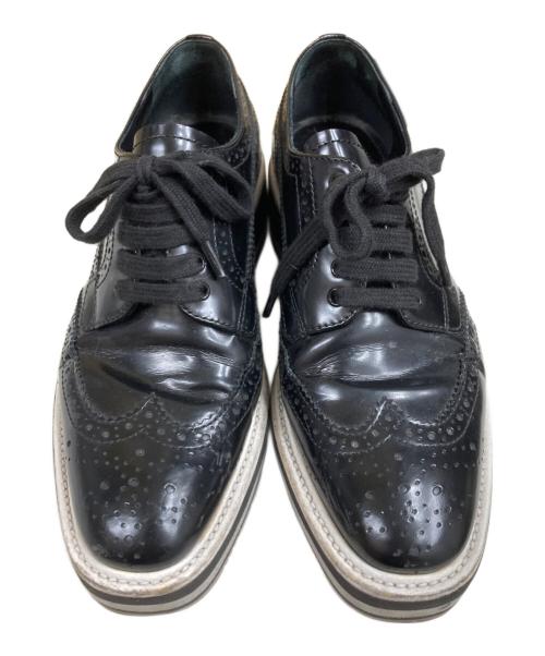 PRADA（プラダ）PRADA (プラダ) CALZATURE DOMNA ウィングチップシューズ ブラック サイズ:36 1/2の古着・服飾アイテム