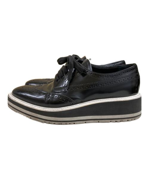 PRADA（プラダ）PRADA (プラダ) CALZATURE DOMNA ウィングチップシューズ ブラック サイズ:36 1/2の古着・服飾アイテム