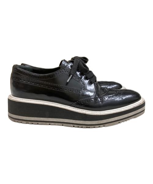 PRADA（プラダ）PRADA (プラダ) CALZATURE DOMNA ウィングチップシューズ ブラック サイズ:36 1/2の古着・服飾アイテム