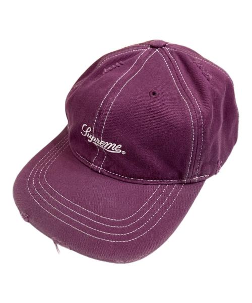 SUPREME（シュプリーム）Supreme (シュプリーム) 25FW Distressed Script 6-Panel キャップ パープルの古着・服飾アイテム