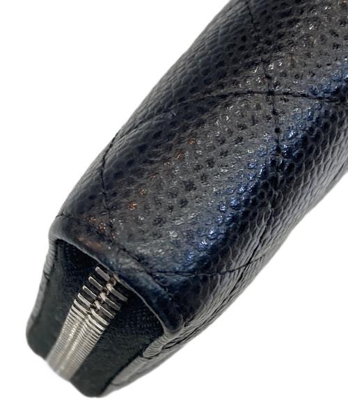 CHANEL（シャネル）CHANEL (シャネル) キャビアスキンラウンドファスナー長財布 ブラックの古着・服飾アイテム