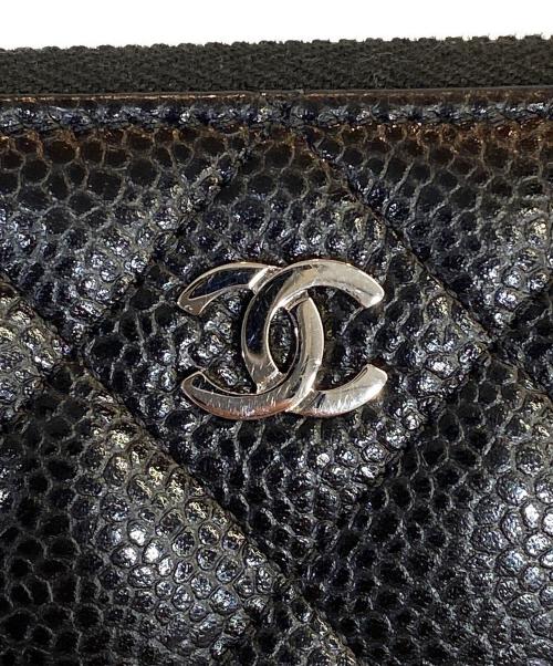 CHANEL（シャネル）CHANEL (シャネル) キャビアスキンラウンドファスナー長財布 ブラックの古着・服飾アイテム