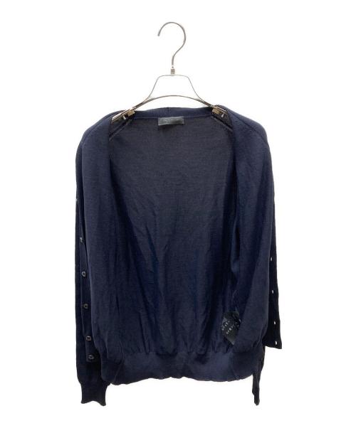 PRADA（プラダ）PRADA (プラダ) ウールニットカーディガン ネイビー サイズ:46の古着・服飾アイテム