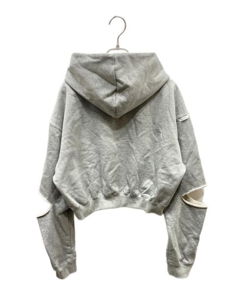 JOSE MOON（ジョゼムーン）JOSE MOON (ジョゼムーン) SLIT SHORT HOODIE パールデザインパーカー グレー サイズ:Freeの古着・服飾アイテム