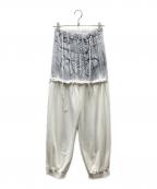 THEREDTHREADザレッドスレッド）の古着「S burlesque print sweat pants スウェットパンツ」｜ホワイト×グレー