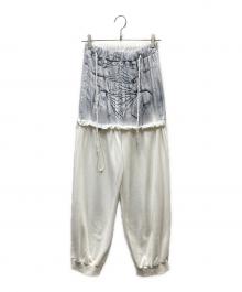 THEREDTHREAD（ザレッドスレッド）の古着「S burlesque print sweat pants スウェットパンツ」｜ホワイト×グレー