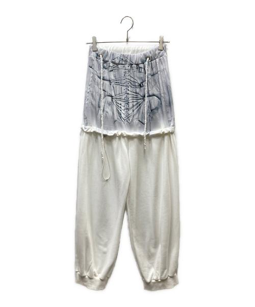 THEREDTHREAD（ザレッドスレッド）THEREDTHREAD (ザレッドスレッド) S burlesque print sweat pants スウェットパンツ ホワイト×グレー サイズ:SIZE Freeの古着・服飾アイテム