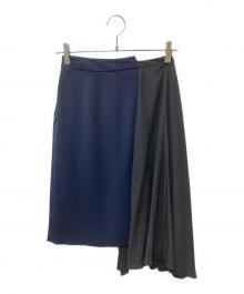 Maison Margiela 1（メゾンマルジェラ 1）の古着「Asymmetrical Silk Knee-Length Skirt アシンメトリースカート」｜ネイビー×ブラック