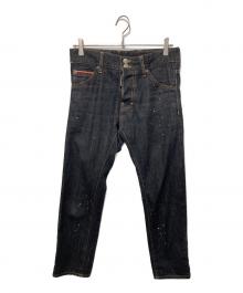 DSQUARED2（ディースクエアード）の古着「ペイントスキニーデニムパンツ」｜ブラック