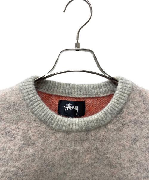 stussy（ステューシー）stussy (ステューシー) MOHAIR FLOWER SWEATER フラワーニット グレー×オレンジ サイズ:Ｓの古着・服飾アイテム