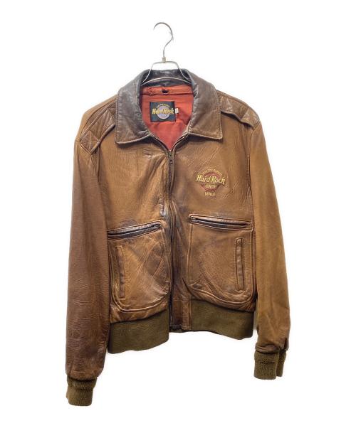 Hard Rock cafe（ハードロックカフェ）Hard Rock cafe (ハードロックカフェ) USA製 MAUI デザインレザージャケット ブラウン サイズ:Ｌの古着・服飾アイテム
