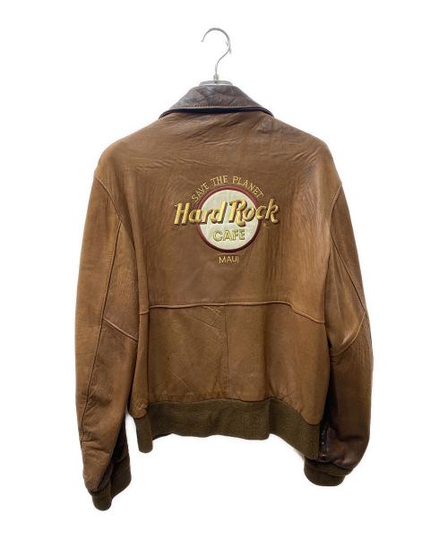 Hard Rock cafe（ハードロックカフェ）Hard Rock cafe (ハードロックカフェ) USA製 MAUI デザインレザージャケット ブラウン サイズ:Ｌの古着・服飾アイテム