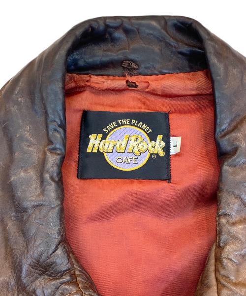 Hard Rock cafe（ハードロックカフェ）Hard Rock cafe (ハードロックカフェ) USA製 MAUI デザインレザージャケット ブラウン サイズ:Ｌの古着・服飾アイテム