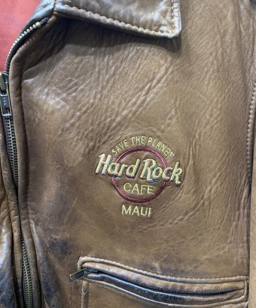Hard Rock cafe（ハードロックカフェ）Hard Rock cafe (ハードロックカフェ) USA製 MAUI デザインレザージャケット ブラウン サイズ:Ｌの古着・服飾アイテム