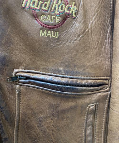 Hard Rock cafe（ハードロックカフェ）Hard Rock cafe (ハードロックカフェ) USA製 MAUI デザインレザージャケット ブラウン サイズ:Ｌの古着・服飾アイテム