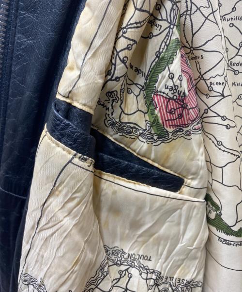 Hard Rock cafe（ハードロックカフェ）Hard Rock cafe (ハードロックカフェ) MAUI 裏地マップレザージャケット ブラック サイズ:Ｍの古着・服飾アイテム