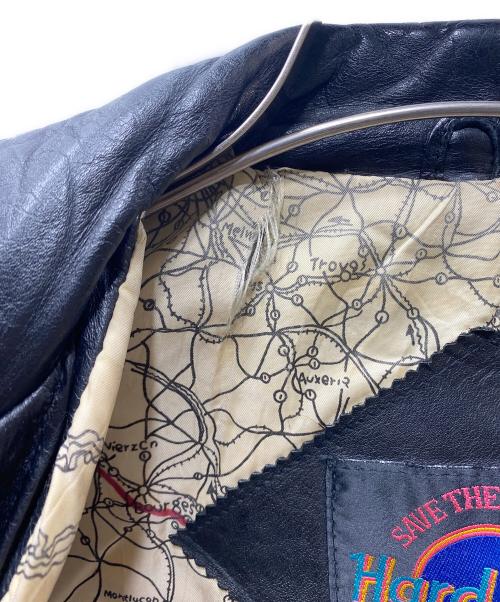 Hard Rock cafe（ハードロックカフェ）Hard Rock cafe (ハードロックカフェ) MAUI 裏地マップレザージャケット ブラック サイズ:Ｍの古着・服飾アイテム