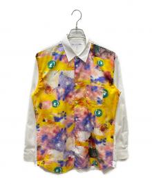 COMME des GARCONS SHIRT×FUTURA（コムデギャルソンシャツ×フューチュラ）の古着「Cotton poplin with futura print shirt FUTURA アートプリント コットン 長袖シャツ」｜ホワイト
