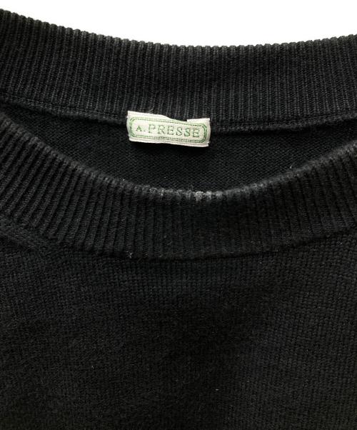 A.PRESSE（アプレッセ）A.PRESSE (アプレッセ) Cotton knit L/S コットンニット ブラック サイズ:FREEの古着・服飾アイテム
