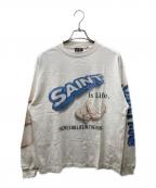 SAINT MICHAELセントマイケル）の古着「X SHERMER LS TEE HEART CKIE プリントトングスリーブTシャツ」｜ホワイト