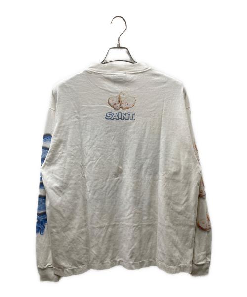SAINT MICHAEL（セントマイケル）SAINT MICHAEL (セントマイケル) X SHERMER LS TEE HEART CKIE プリントトングスリーブTシャツ ホワイト サイズ:Lの古着・服飾アイテム
