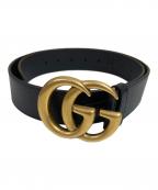 GUCCIグッチ）の古着「ダブルG ワイドベルト GG Marmont Belt」｜ブラック
