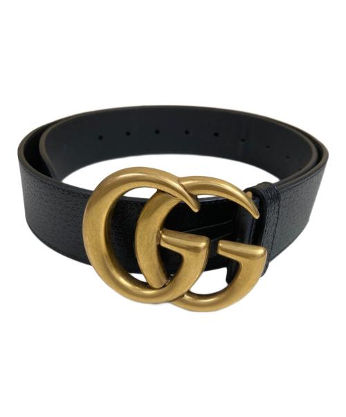 GUCCI（グッチ）GUCCI (グッチ) ダブルG ワイドベルト GG Marmont Belt ブラック サイズ:90－36の古着・服飾アイテム