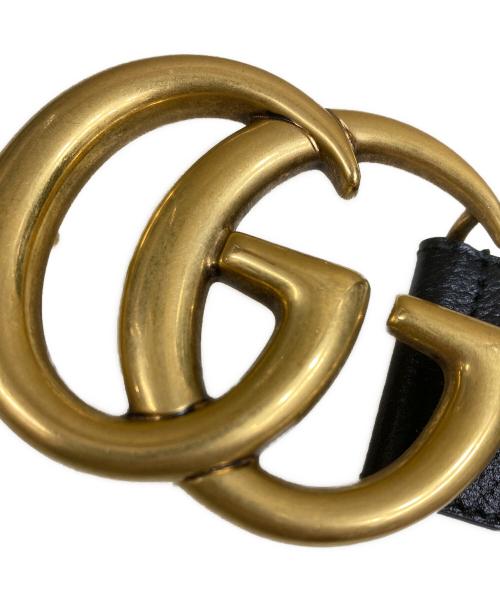 GUCCI（グッチ）GUCCI (グッチ) ダブルG ワイドベルト GG Marmont Belt ブラック サイズ:90－36の古着・服飾アイテム