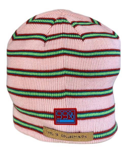 99%is（ナインティナインパーセントイズ）99%is (ナインティナインパーセントイズ) ボーダーニット帽 ピンクの古着・服飾アイテム