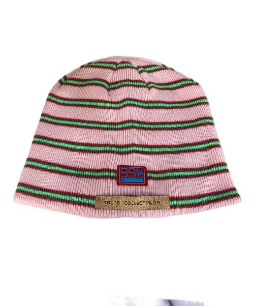 99%is（ナインティナインパーセントイズ）99%is (ナインティナインパーセントイズ) ボーダーニット帽 ピンクの古着・服飾アイテム