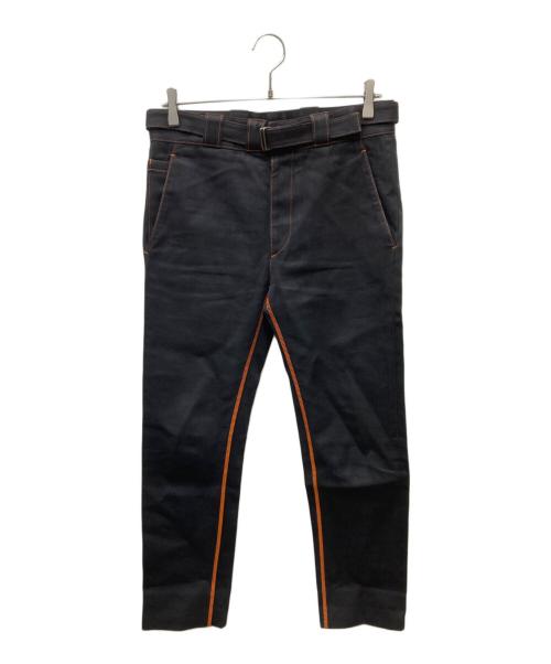 PRADA（プラダ）PRADA (プラダ) ステッチデザインパンツ ブラック×オレンジ サイズ:44の古着・服飾アイテム