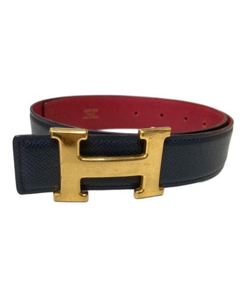 HERMES（エルメス）HERMES (エルメス) ミニコンスタンス レザー リバーシブル ベルト ネイビー×レッド サイズ:65の古着・服飾アイテム