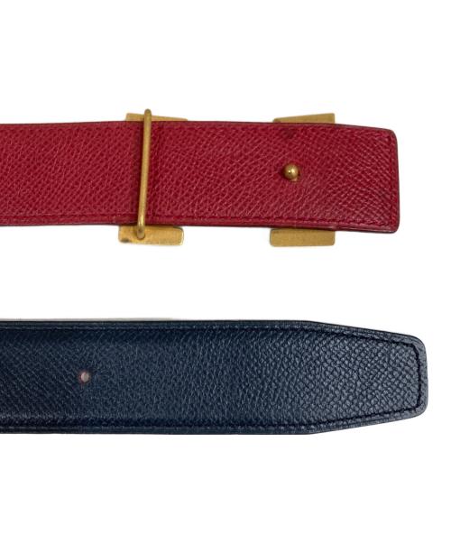 HERMES（エルメス）HERMES (エルメス) ミニコンスタンス レザー リバーシブル ベルト ネイビー×レッド サイズ:65の古着・服飾アイテム