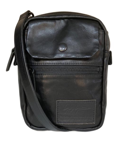 Yohji Yamamoto pour homme（ヨウジヤマモト プールオム）Yohji Yamamoto pour homme (ヨウジヤマモト プールオム) レザー ダブル ショルダーバッグ ブラックの古着・服飾アイテム