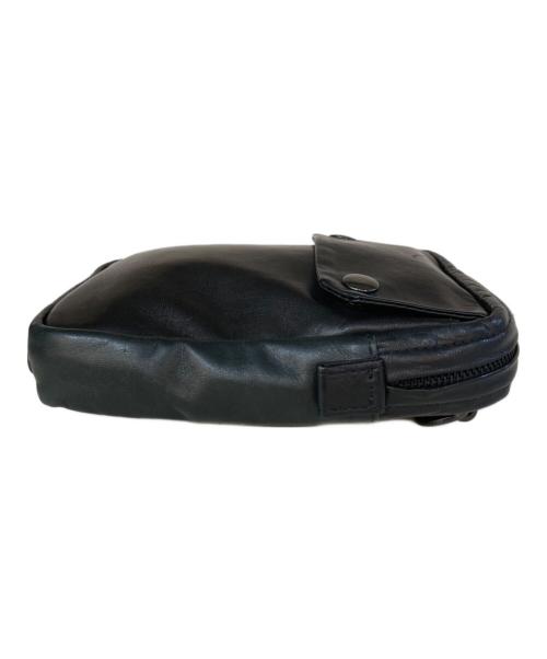 Yohji Yamamoto pour homme（ヨウジヤマモト プールオム）Yohji Yamamoto pour homme (ヨウジヤマモト プールオム) レザー ダブル ショルダーバッグ ブラックの古着・服飾アイテム