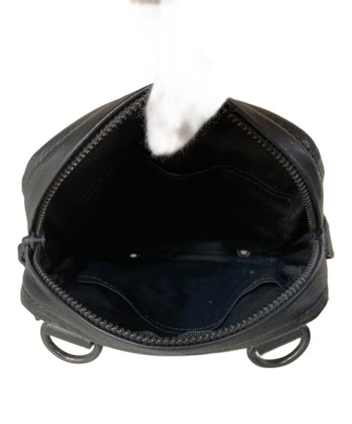 Yohji Yamamoto pour homme（ヨウジヤマモト プールオム）Yohji Yamamoto pour homme (ヨウジヤマモト プールオム) レザー ダブル ショルダーバッグ ブラックの古着・服飾アイテム