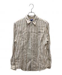 POLO RALPH LAUREN（ポロ・ラルフローレン）の古着「リネンストライプシャツ」｜ベージュ×ホワイト