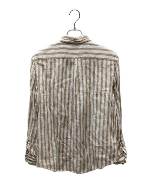 POLO RALPH LAUREN（ポロ・ラルフローレン）POLO RALPH LAUREN (ポロ・ラルフローレン) リネンストライプシャツ ベージュ×ホワイト サイズ:Lの古着・服飾アイテム