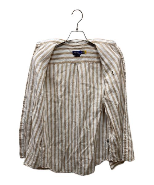 POLO RALPH LAUREN（ポロ・ラルフローレン）POLO RALPH LAUREN (ポロ・ラルフローレン) リネンストライプシャツ ベージュ×ホワイト サイズ:Lの古着・服飾アイテム